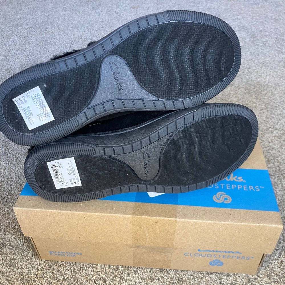 Clarks Cloudsteppers Breeze Myth Black Faux Fur Mules Womens 6 M 261841864035 - Picture 6 of 12